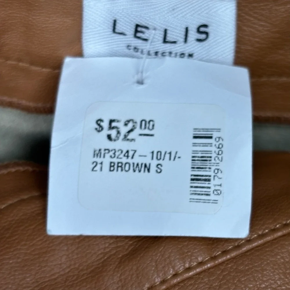 Le Lis Collection Brown Faux Leather Paperbag Waist Shorts MP3247 Small NWT